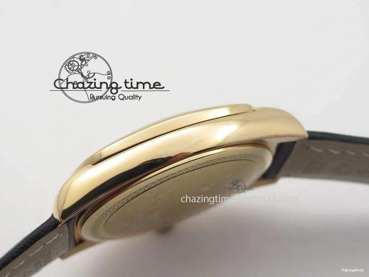 A2824 Cellini Markers Numeral Leather Date RG Rose Black Dial On Gold Strap 0721